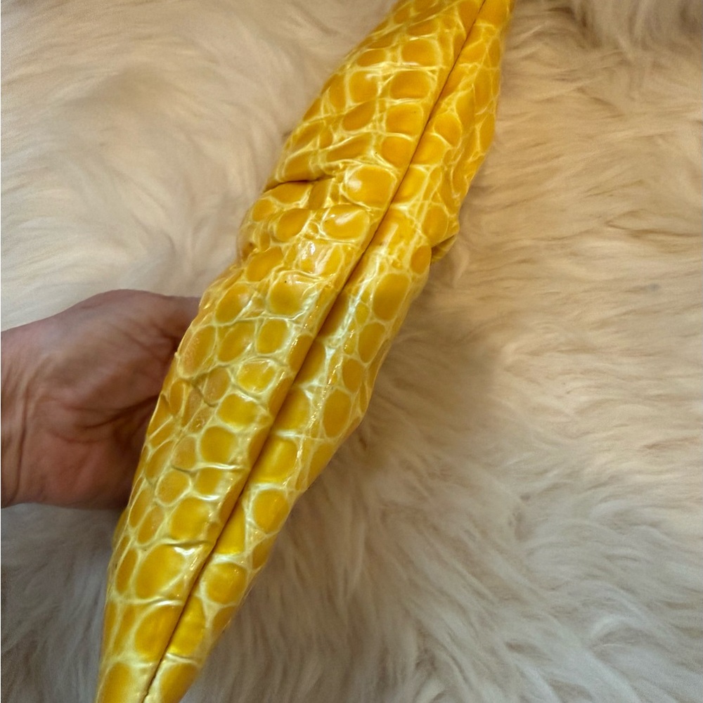 Lauren Merkin Sunny Yellow patent leather Croc Embossed Clutch - Picture 4 of 13